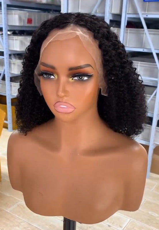 13x4 lace wig 210% density Natural,kinky curly bob