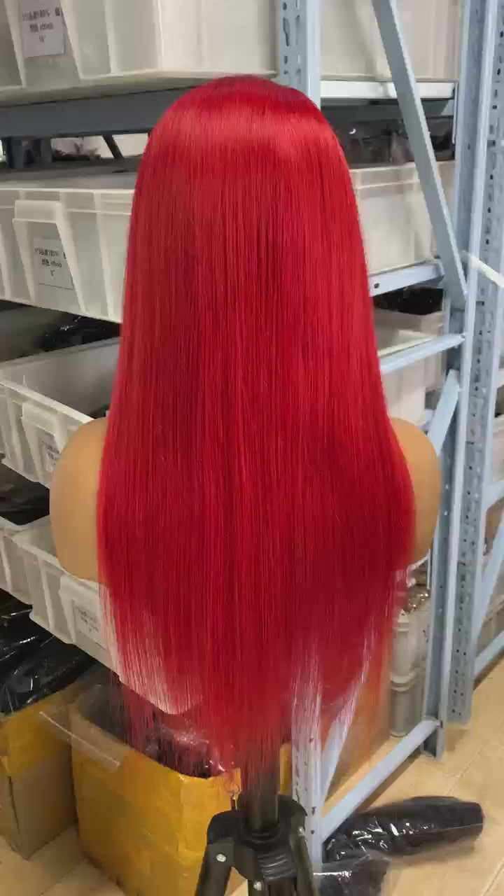 13X4 Lace  wig 210% density  red