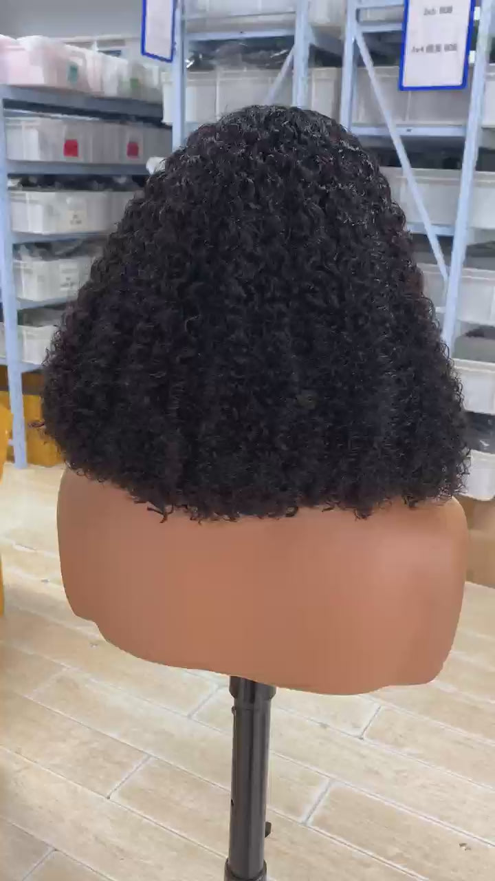 13x4 lace wig 210% density Natural,kinky curly bob